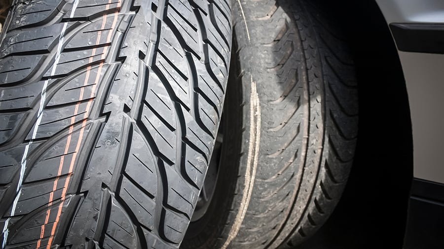 New and old tyre comparison