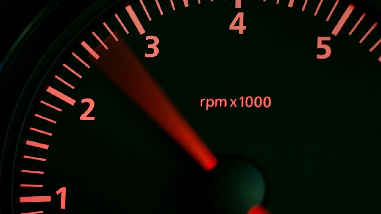 Rev counter showing an increase in RPMs.